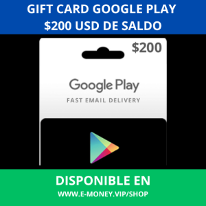 Gift Card Google Play $200 de Balance